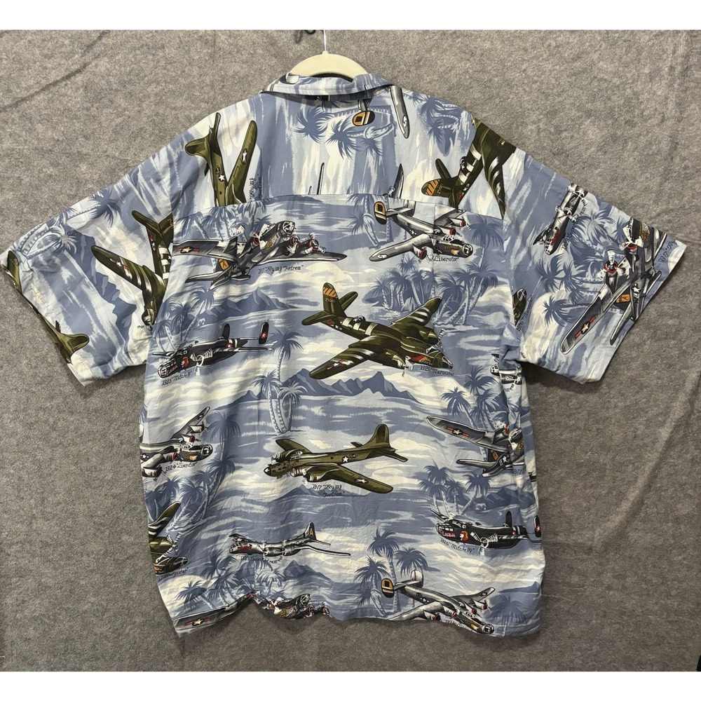Kalaheo Shirt Mens 2XL Blue WWII Fighter Planes Military Made in‎ USA Vtg - Picture 2 of 7